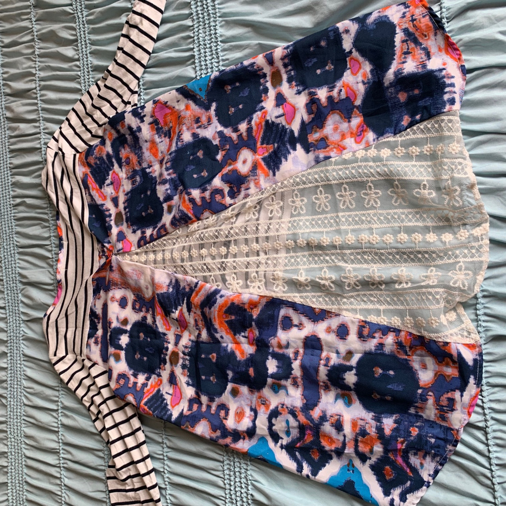 GUC lace/batik flyaway top